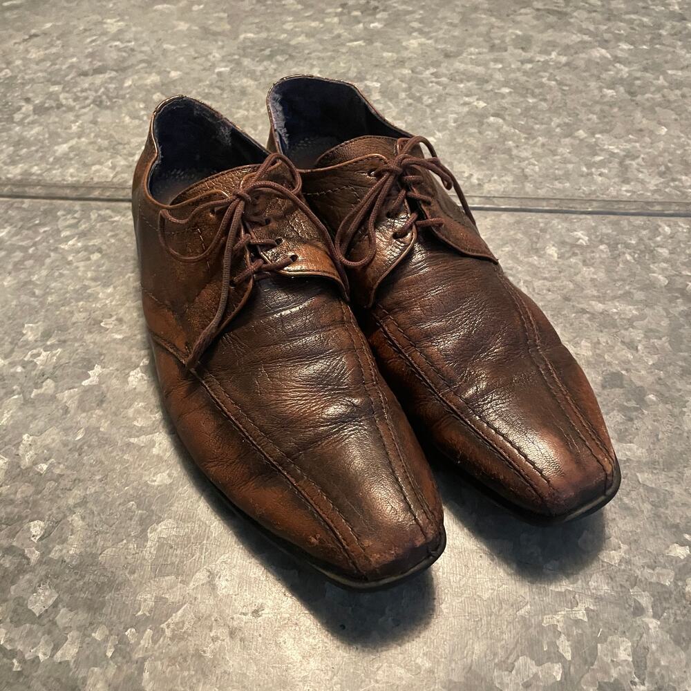 Kenzo Mens Brown Leather Square Toe Dress Shoes 6.5 Business Casual Designer